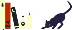 livres et chat halloween
