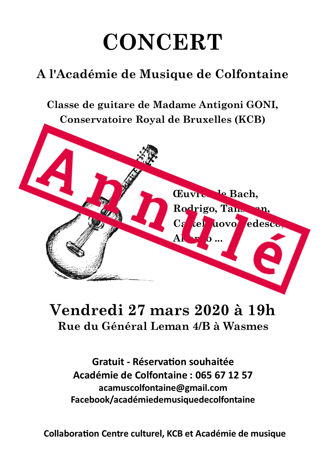 Concert Académie 27 mars 2020 - affiche annulé